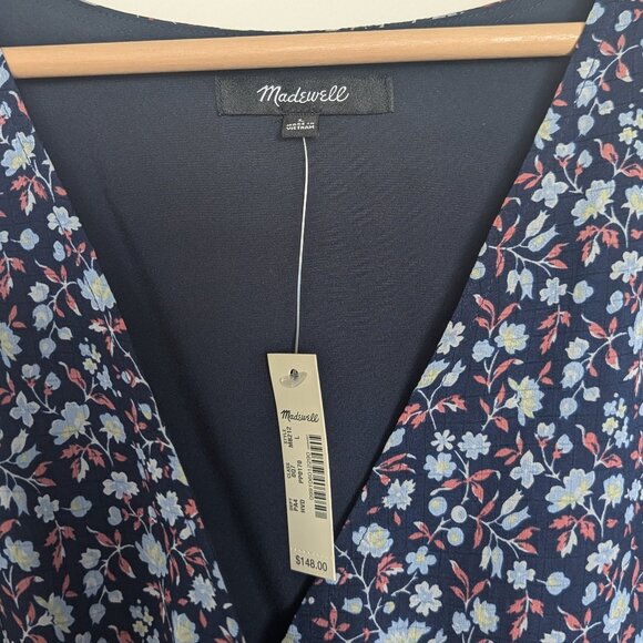 NWT! Madewell Tie-Waist Midi Dress in Floral Harvest Vine - Size Large - Picture 5 of 9